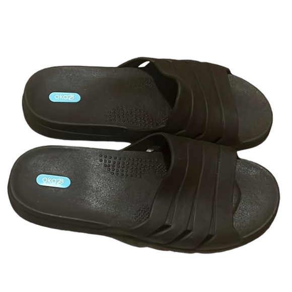 Oka B Unisex Spa Comfort Slip On Sandals Brown Slides - Picture 2 of 12